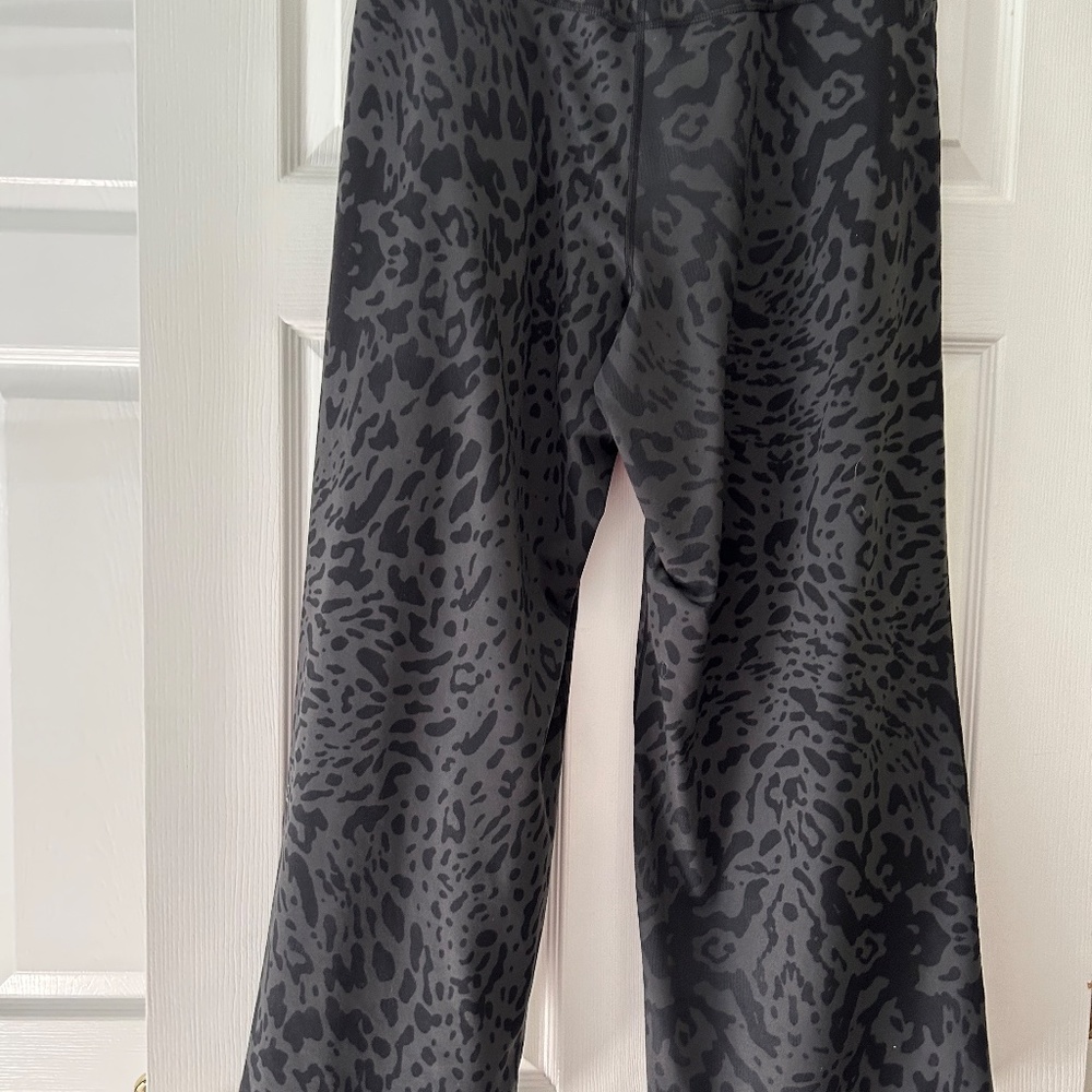 Black and grey leopard wide leg dressy/ sports pants, size med/large